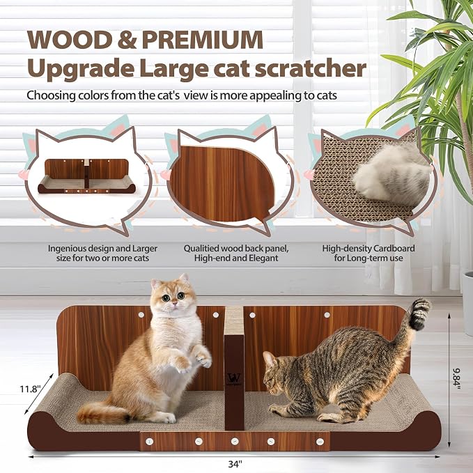 34 Inch Cat Scratcher Bed, Upgraded Cardboard Scratching Pad, Extra Large Cat Scratchers for Indoor Cats, Convertible Vertical Cat Scratching Board Furniture Protector - Image 2