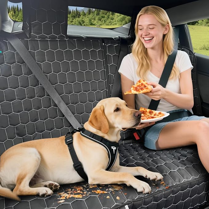 Meginc Dog Car Seat Covers for Model 3, Rear Seat Protector for Dogs &Kid | Waterproof Backseat Cover for Tesla With Armrest Compatible Nonslip Bench,Headrest Protection,Easy Clean,Machine Washable - Image 6