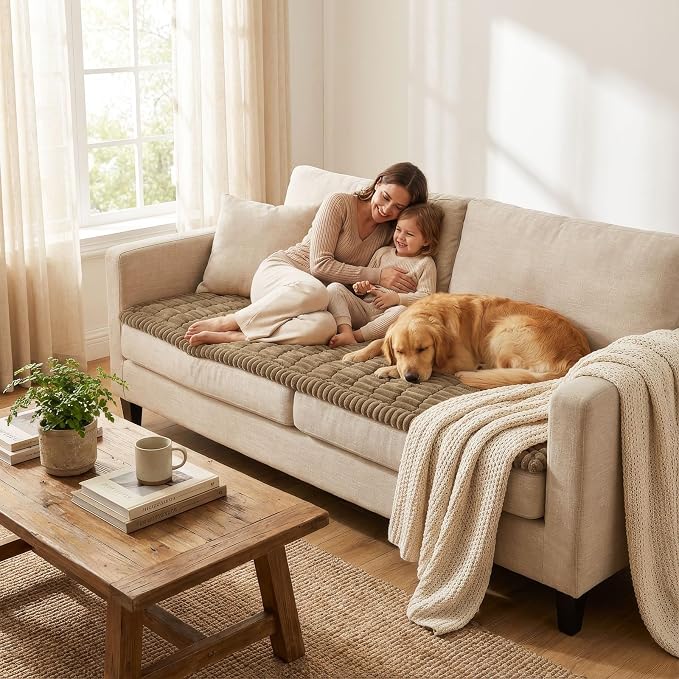 Smiry Couch Cover for Dogs, Non Slip Washable Sofa Protector for Pets | Soft Furniture Cover for Leather & Fabric Couches, Cozy Protect Against Fur, Dirt & Messes, Pet Friendly, 35.4"x88" - Image 6
