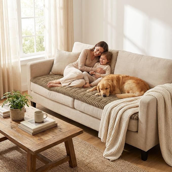 Smiry Couch Cover for Dogs, Non Slip Washable Sofa Protector for Pets | Soft Furniture Cover for Leather & Fabric Couches, Cozy Protect Against Fur, Dirt & Messes, Pet Friendly, 43"x63" - Image 6
