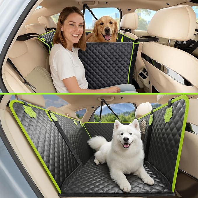 2-in-1 Dog Car Seat Cover for Back Seat, Transform to Passenger Mode - Dog Car Seat, Waterproof, Scratch-resistant, Support to 330lbs, for Outdoor Activities, Travel, to the Vet, for Cars/SUV/Truck by pecute