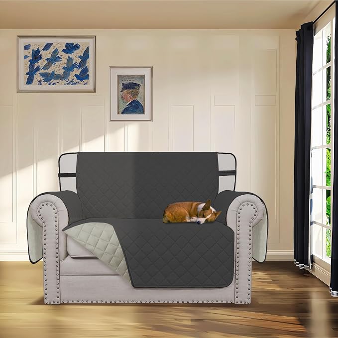 Easy-Going Reversible Couch Cover, Chair 30 in, Dark Gray/Beige | Machine Washable Slipcover For Dogs, Water Resistant Furniture Mat For Living Room, Non-Slip Sofa Cover, Pet Friendly - Image 2