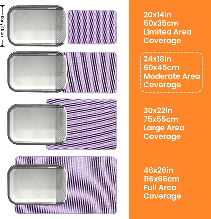 Cat Litter Mat, Double Layer Honeycomb Litter Box Mat | 24x18”, Efficient Litter Trapping, Easy to Clean, Waterproof, Non-Slip, Soft on Paws, Scratch Resistant, Purple, Large - Image 9