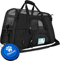 PetAmi Airline Approved Pet Carrier for Cats & Small Dogs, Large, Black | Soft Sided TSA Travel Bag, Sherpa Bed, Breathable Mesh Ventilation, Collapsible Bowl, Fits Under Seat, Up to 18 lbs by PetAmi