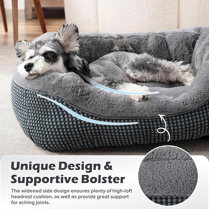 Small Dog Bed for Small Dogs, Cat Beds for Indoor Cats Washable, Orthopedic Dog Bed, Warming Soft Calming Sleeping Puppy Bed Durable Pet Bed with Anti-Slip Bottom S(20"x19"x6") - Image 4