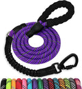 Rope Dog Leash 5 FT: Heavy Duty Leashes with Swivel Lockable Hook Reflective Threads Bungee and Padded Handle - Dog Lead for Large Small Medium Dogs Outside Walking Hiking Purple by jenico