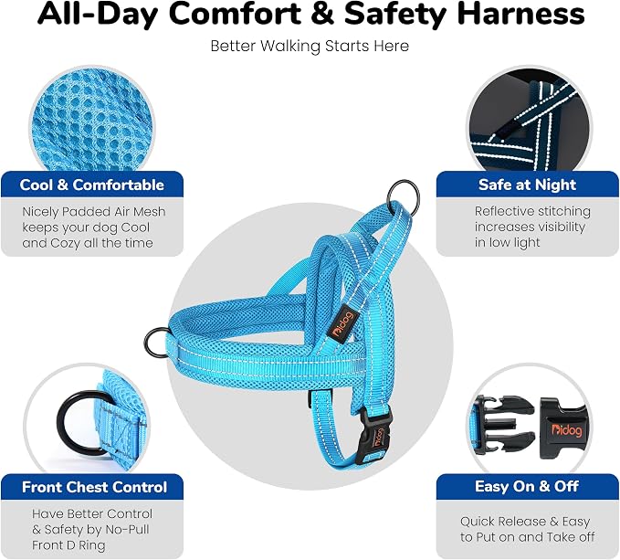 No Pull Dog Harness for Small Dogs, Breathable Mesh Padded, Blue, S | Quick Fit, Easy On and Off, Lightweight, Reflective Vest Harness for Night Safty, Easy for Walking and Training, Chest 18-22" - Image 6