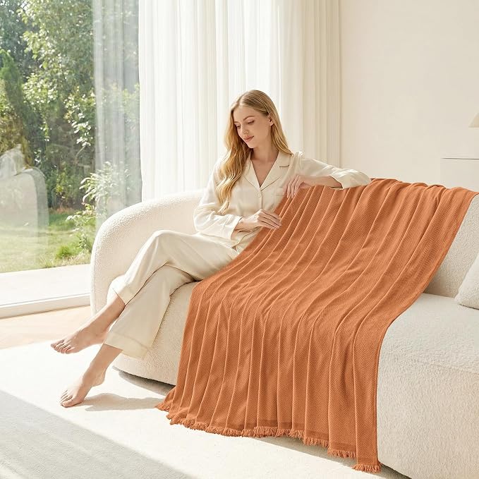 Smiry Couch Cover for Dogs, Chenille Sofa Covers for 3 Cushion Couch | Washable Soft Sofa Slipcover for Pets, Thick Sectional Furniture Protector with Tassels (Orange, 71x134 Inch) - Image 11