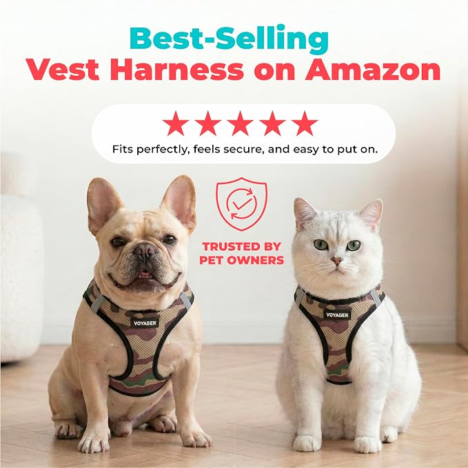 Voyager Step-in Air Dog Vest Harness - Army, Small | 14.5-16" in Chest, Reflective Bands, All Weather Breathable Air Mesh, Cats Compatible, Lightweight, Fast Drying - Image 6