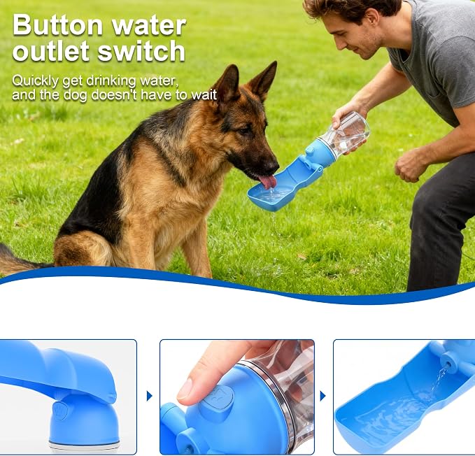 Amerisun Dog Water Bottle16.9 OZ Collapsible Leak-Proof Pet Water Bowl | Collapsible Water Bottle,Suitable for Dog, Cat, Puppy Guinea Pig Hamster & Bunny Ideal for Walking Hiking(A012B-blue) - Image 2