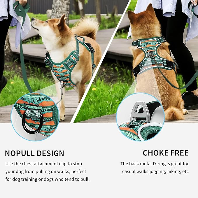 Timos Dog Harness, No Pull Large Sized with 3 Buckles, Wilderness, XL | Reflective, No Choke, Easy On & Off, Adjustable Soft Padded, Front & Back 2 Clips and Control Handle for Walking Training - Image 4