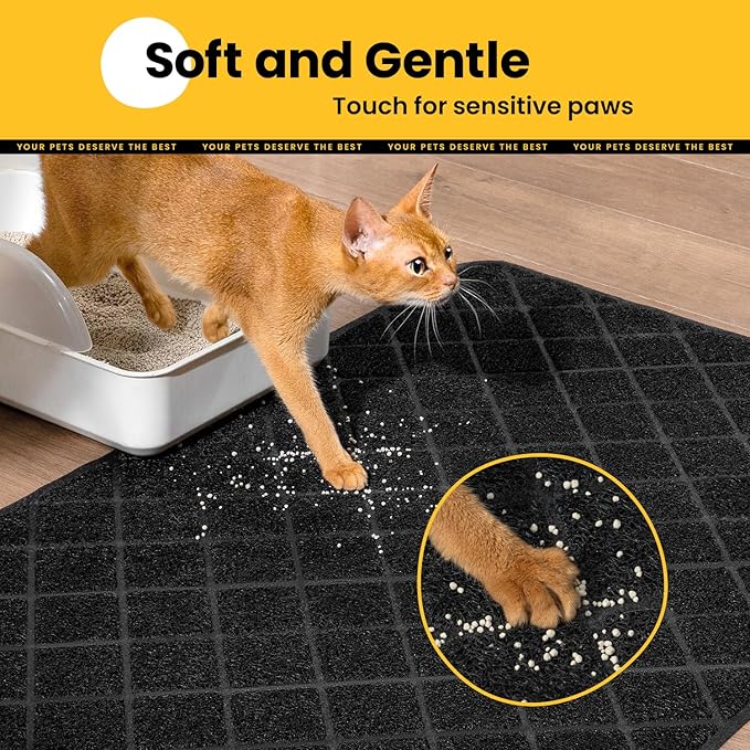 Conlun Cat Litter Mat Litter Trapping Mat, 24" x 17" Premium Durable PVC Grid Mesh with Scatter Control, Non-slip, Less Waste Cat Litter Box Mat, Soft on Kitty’s Paws, Urine Waterproof - Image 6