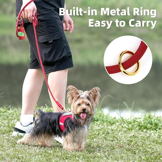 5FT Dog Leash 5/16 inch Puppy Cat Rope Lead | Burgundy Red, with Anti-tangle Swivel Clip, Comfortable Non-slip Grip Handle, Ideal for Daily Walks, for Small Medium Dogs - Image 5