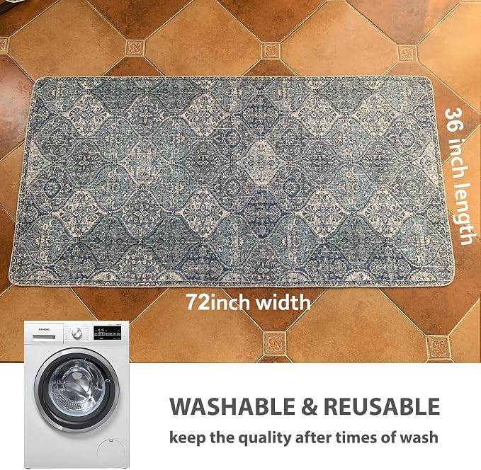 nunubaby Washable Pee Pads for Dogs, Stylish, Non-Slip and Leak-Proof Pee Pads. Reusable Potty Pads for Dogs for Crates and Floors.(Blue/Multi, 36" x72" ) - Image 4