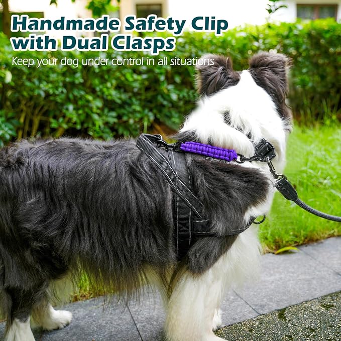 PetBonus Dog Collar Safety Clip, Handmade Prong Collar to Harness Connector | Dog Leash Backup Safety Strap, Escape Proof, Double Ended Clasp, Lead Connector for Pinch Collar, Harness (Purple) - Image 4