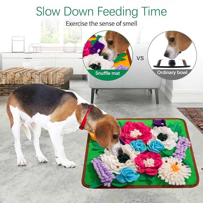 Snuffle Mat for Dogs Pet Treats Feeding Mat for Small/Medium Breed Dogs Non-Slip/Portable/Durable Interactive Dog Puzzle Toys Encourages Natural Foraging Skills (Green) - Image 3