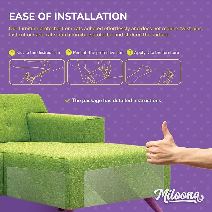 Anti Cat Scratch Furniture Protector 4 Sheets- Couch Covers for Cats- Cat Scratch Deterrent for Furniture- Couch Scratch Protector from Cats- Anti Scratch Furniture Protector - Image 4