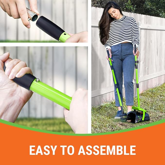 Pupzle Dog Pooper Scooper with Bag Attachment, 40" Long Handle Dog Scooper | Dog Poop Scoop for Yard, Large Capacity Swivel Bin and Rake Pooper Scooper, Lavender Scented Bags for Large Dogs (Green) - Image 9