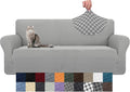 YEMYHOM Couch Cover Latest Jacquard Design High Stretch Sofa Covers for 3 Cushion Couch, Pet Dog Cat Proof Slipcover Non Slip Magic Elastic Furniture Protector (Large, Light Gray Checkered) by YEMYHOM