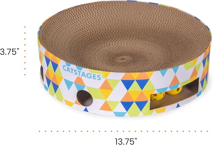 Catstages Bowl Track Scratcher 3-in-1 Ball Track, Scratcher, Lounger, 13.8" | Corrugated Scratch Pad & Lounger + Ball Track Cat Toy with 2 Balls for Interactive Play, Indoor Enrichment, Cats & Kittens - Image 8