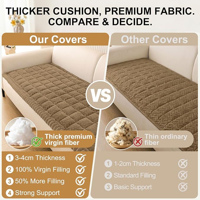 Smiry Couch Cover for Dogs, Non Slip Fuzzy Pet Sofa Covers Washable | Sofa Slipcovers for 3 Cushion Couch, Soft Thick Furniture Protector for Cats Dogs, Against Fur, Dirt, Scratch (35.4"x88") - Image 5
