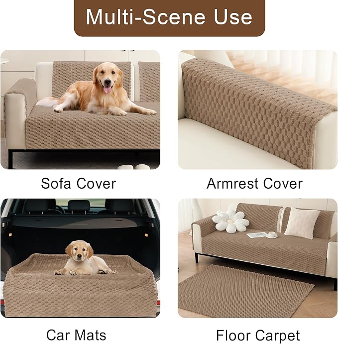Foxdecor Couch Cover for Dogs Sofa Covers Non Slip Couch Pad Pet Friendly | Pet Couch Covers Washable Sofa Protector, Furniture Cover Couch Seat Protector for Living Room, Brown 28x53 Inch - Image 5
