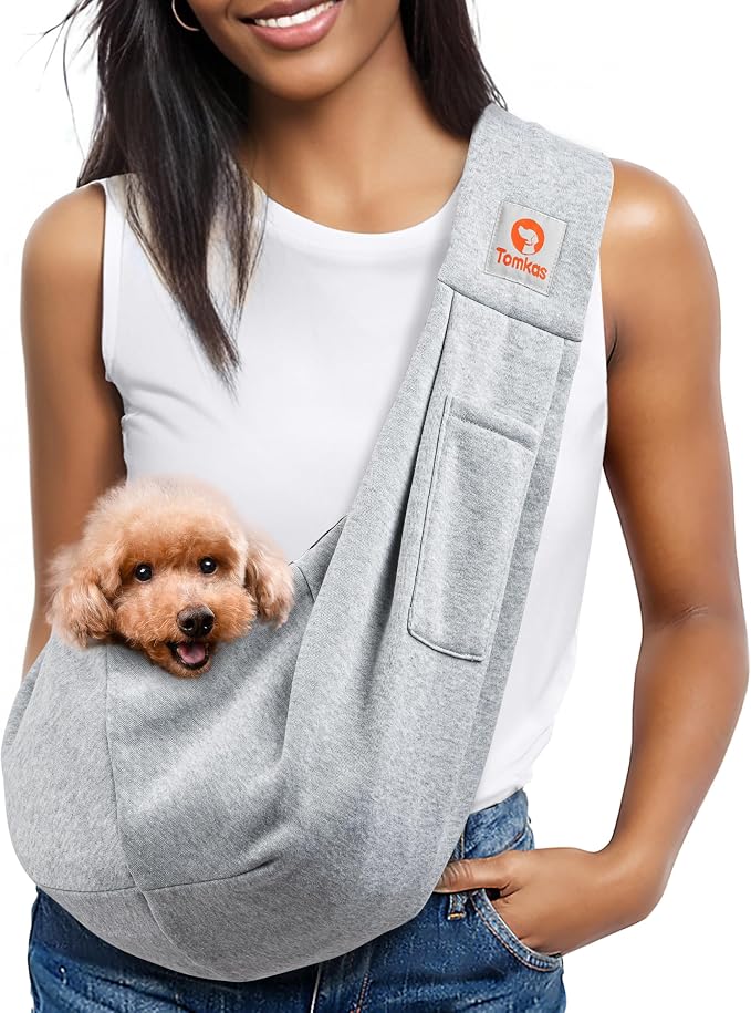 Tomkas Dog Cat Carrier Sling Classic Pocket & Classic Strap(S,Grey) - Image 9