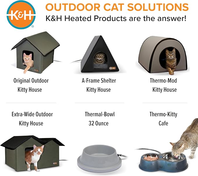 K&H Heated Cat House, Thermo Mod Kitty Shelter Outdoor, Safety Listed, 25W | Heated Cat House for Outside, Weatherproof Shelter for Ferals, Insulated with Smart Thermostat, Washable Cover, Gray - Image 10