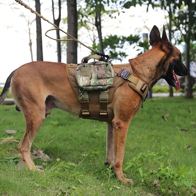ICEFANG No Pull Tactical Dog Harness for Large Dogs,Adjustable Dog Vest | Control Handle,MOLLE Panel,Front Hook,3 Leash Clips,Soft Padded,for walking training,Brown,Large - Image 4