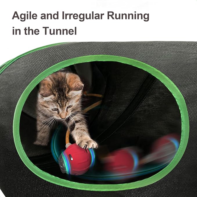 Interactive Cat Toy, Motion-Activated Ball in Enrichment Tunnel | USB-C Rechargeable Rolling Ball with Touch Reactivation, Fast/Slow Modes, And Prey-Like Movement for Indoor Cats and Kittens. - Image 3