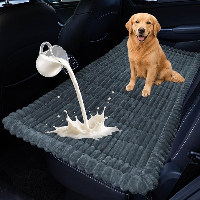 Dog Car Seat Waterproof Bed Cover Back Seat Dark Gray 23.6”x51” | Nonslip Soft Comfortabl Pet Bed Mat Car Blanket for Travel Backseat Extender Seat Covers Dog Bed for Cars Trucks and SUVs by CoSofSLIP