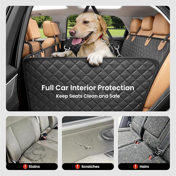REEVAA Dog Car Seat Cover for Back Seat, Hard Bottom, L, Black+Orange | 450 lbs Extender, 45% More Space for 2-4 Large Dogs, Waterproof, Zippered Mesh Window, Fits for SUV Medium Truck - Image 7