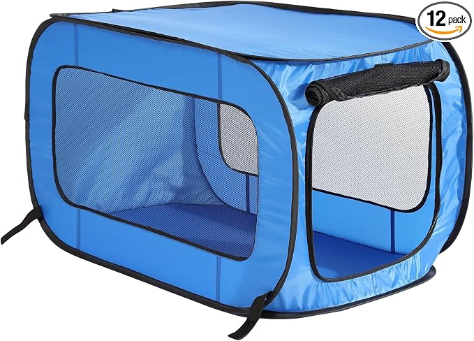 Beatrice Home Fashions Portable, Collapsible, Pop Up Kennel Travel Cat and Dog Crate, 32.5" L x 19.5" W x 19.5" H, Blue (Pack of 12) by BeatriceHomeFashions