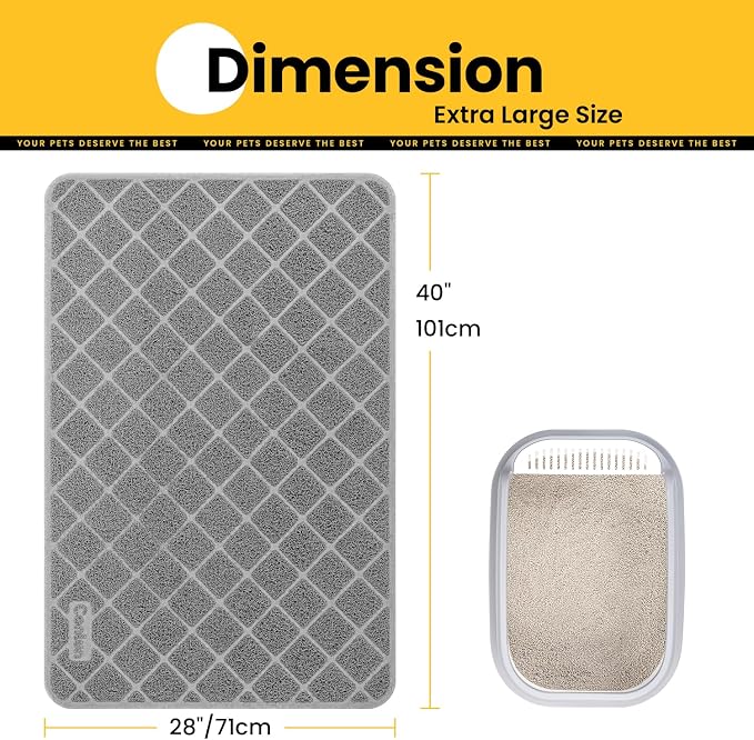 Conlun Cat Litter Mat Litter Trapping Mat, 40" x 28" Premium Durable PVC Grid Mesh with Scatter Control, Non-Slip, Less Waste Cat Litter Box Mat, Soft on Kitty’s Paws, Urine Waterproof - Image 2