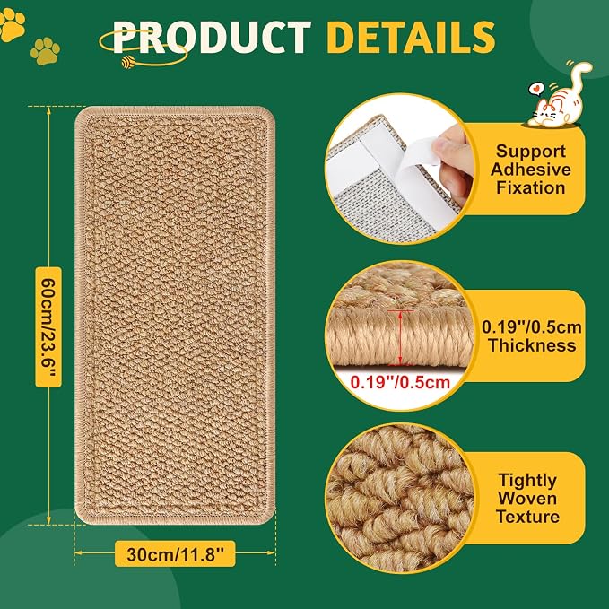 ENONCI Corner Cat Scratcher, 23.6x11.8 Furniture Furniture Protector Couches & Walls​ - Image 7