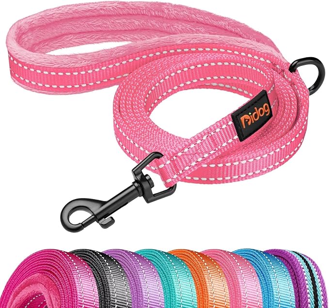 Didog 6FT Reflective Dog Leash for Small Medium Dogs, Slim 5/8" Width, Pink | Soft Padded Handle, Plush Comfort Grip, Tangle-Free, 360° Swivel Clasp for Daily Walking and Training, Night Safety by Didog