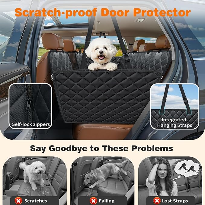 URPOWER 4 in 1 Dog Seat Cover for Full-Size Trucks, Waterproof Hammock | Mesh Window, Side Flaps, 600D Oxford, Scratch Resistant, Non-Slip, Easy Install, Machine Washable, Dog Seat Belt Included - Image 3