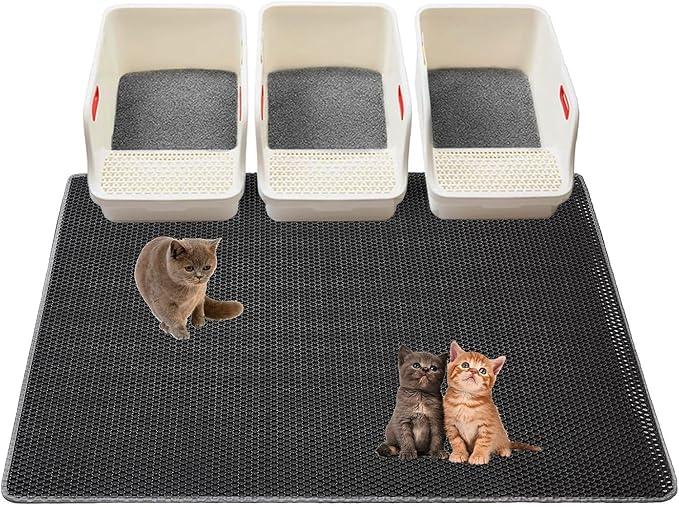 Cat Litter Mats-Extra Large 47''x36'' Litter Trapping Mat for Cat-XXL Litter box Matt for Floor-2 Layer Catcher Rug for Pet kitty Litterbox-Waterproof Urine Proof,Non-Slip by USHARP