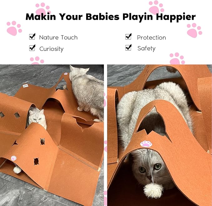 4-Way Cat Tunnels for Indoor Cats, Pet Interactive Toys with Plush Ball | 35.4" Multi-Entrance Cat Play Tunnel with Cozy Hideaway Space, Provides Enrichment, Exercise, Exploration & Interactive Play - Image 9