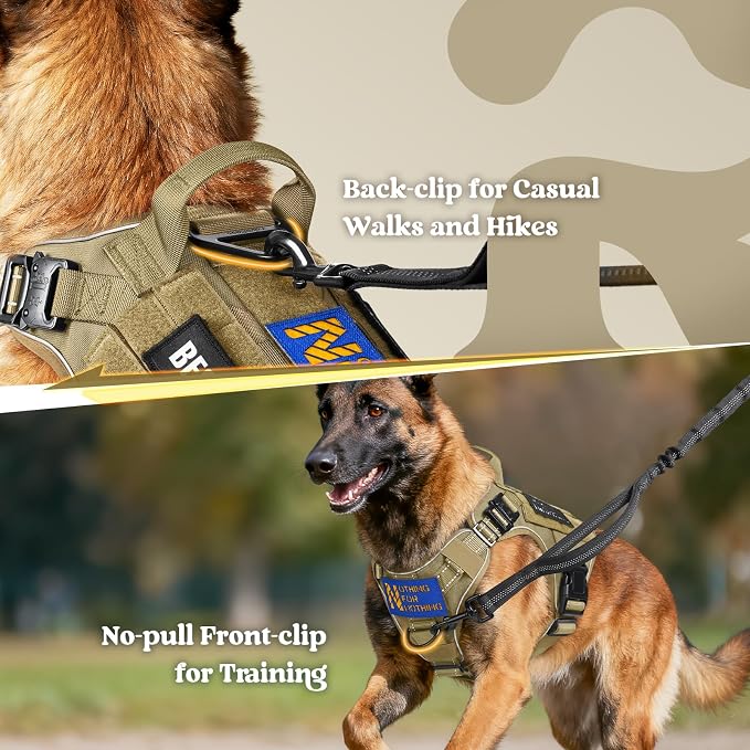 rabbitgoo Tactical Dog Harness X-Large, Heavy Duty Military No Pull Vest | Sturdy Metal Buckles, 5 Adjustments, Molle System, Powerful Pullers for Training, Hunting, Outdoor, Brown Reflex, X-Large - Image 2