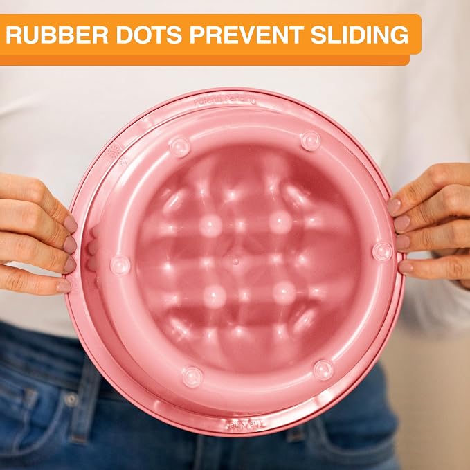 The Niner Slow Feed Bowl - Raised Peaks Slow Down Pets Eating - Fits Elevated Feeders Including Neater Feeder Large Sizes - Gentle on Teeth and Gums - Holds up to 2 Cups (Pink) - Image 9