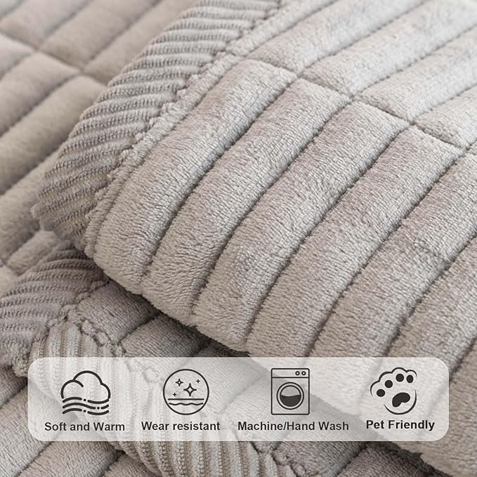 Velvet Washable Dog Couch Cover, Non-Slip Waterproof Pet Sofa Protector for Cushion Sectional, L-Shaped Sofa & Loveseat, Machine Washable(1PC/27.6"x90",Light Grey) - Image 4