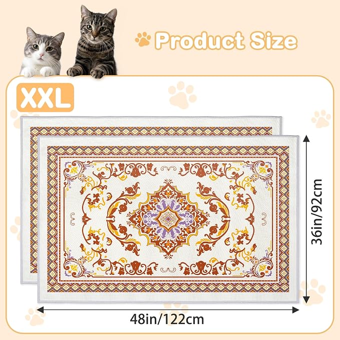 2 Pack Washable Cat Litter Mat 48"x36" Waterproof Trapping Pad | Kitty Litter Box Mat Featuring A Non-Slip Base And Decorative Design To Trap Scatter For Home Floor Protection - Image 6