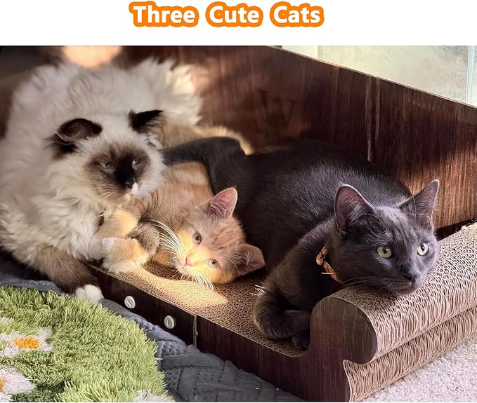 Extra Large Cat Scratcher Bed, 32 Inch Cat Scratching Board Cat Couch, Durable Cardboard Cat Scratcher Lounger, Modern Stylish Cats Bed for Indoor Cats, Furniture Protector - Image 2