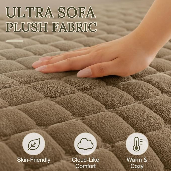 Smiry Velvet Couch Cover for Dogs, Non Slip Soft Sofa Protector for Pets | Washable Sofa Cover for Cats, Furniture Protector Against Pet Hair, Scratches, Fits Sectional Sofa(Mocha Brown, 36"x71") - Image 4