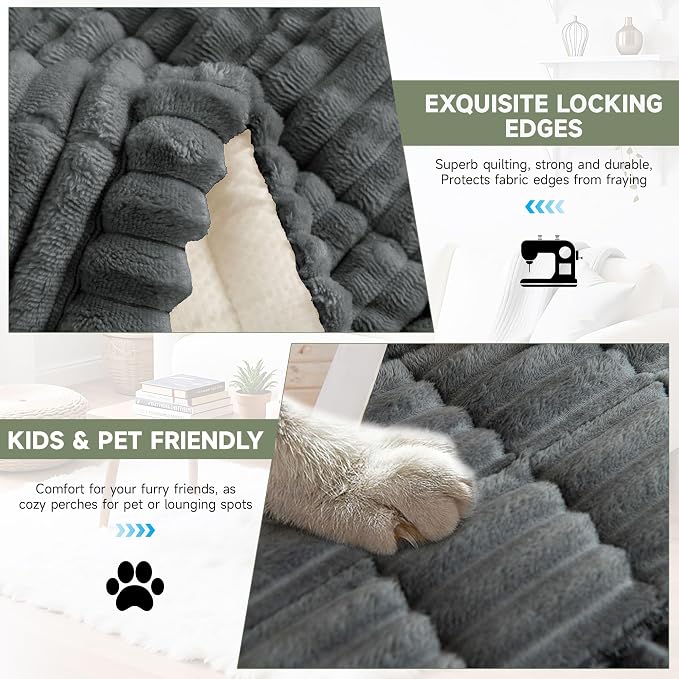 OTOB Dog Couch Cover Protector Washable, Anti Slip Pet-Friendly Sofa Covers | Dark Gray, 31.5" x 70.9'', All Seasons, Soft Fuzzy Plush, Couch Covers for Dogs, Breathable, Thick Wear-Resistant - Image 5