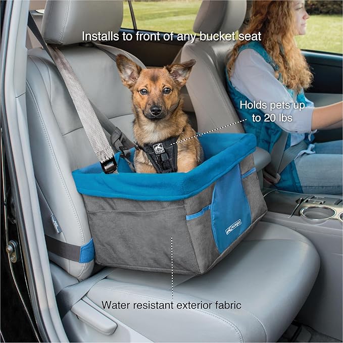 Kurgo Heather Booster Seat, Charcoal/Blue | Car Seat for Pets up to 25Lbs, Waterproof Exterior, Stain Resistant, Removable Washable Liner, Collapsible for Easy Storage - Image 2