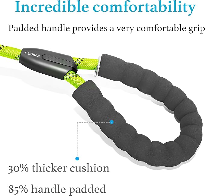 Double Dog Leash, 360° Swivel, No Tangle, Large, 25-150 lbs, Green | Dual Leash for Two Dogs, Split Leash, Shock-Absorbing Bungee, Padded Handle, Heavy-Duty Rope - Image 4