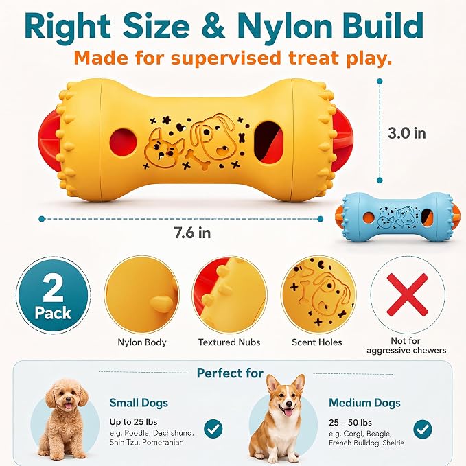 FOXMM Interactive Treat Dispensing Dog Toys, Adjustable Dog Puzzle Toy | Cognitive Dog Toys, Stimulating Dog Toys to Keep Them Busy, Puppy Puzzle for Small Medium Dogs, 2 Pack - Image 6