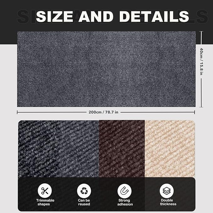 78.7"X15.8" Self-Adhesive Cat Scratching Mat - Durable Couch Protector from Cat Claws, DIY Furniture Protector from Cats Scratching, Sticky cat Scratch Wall mat- No Residue, Safe for Cats (Dark Grey) - Image 6